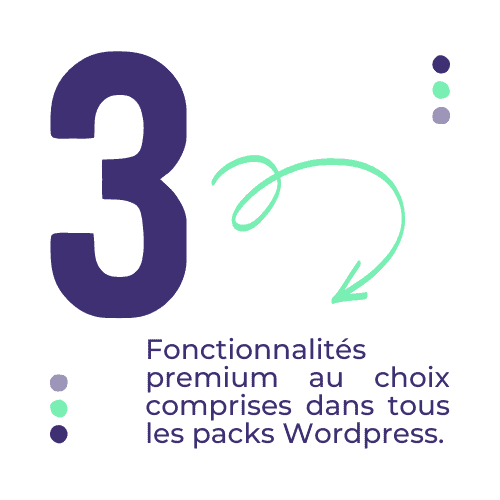 3 fonctionnalités premium au choix comprises dans tous les packs WordPress.