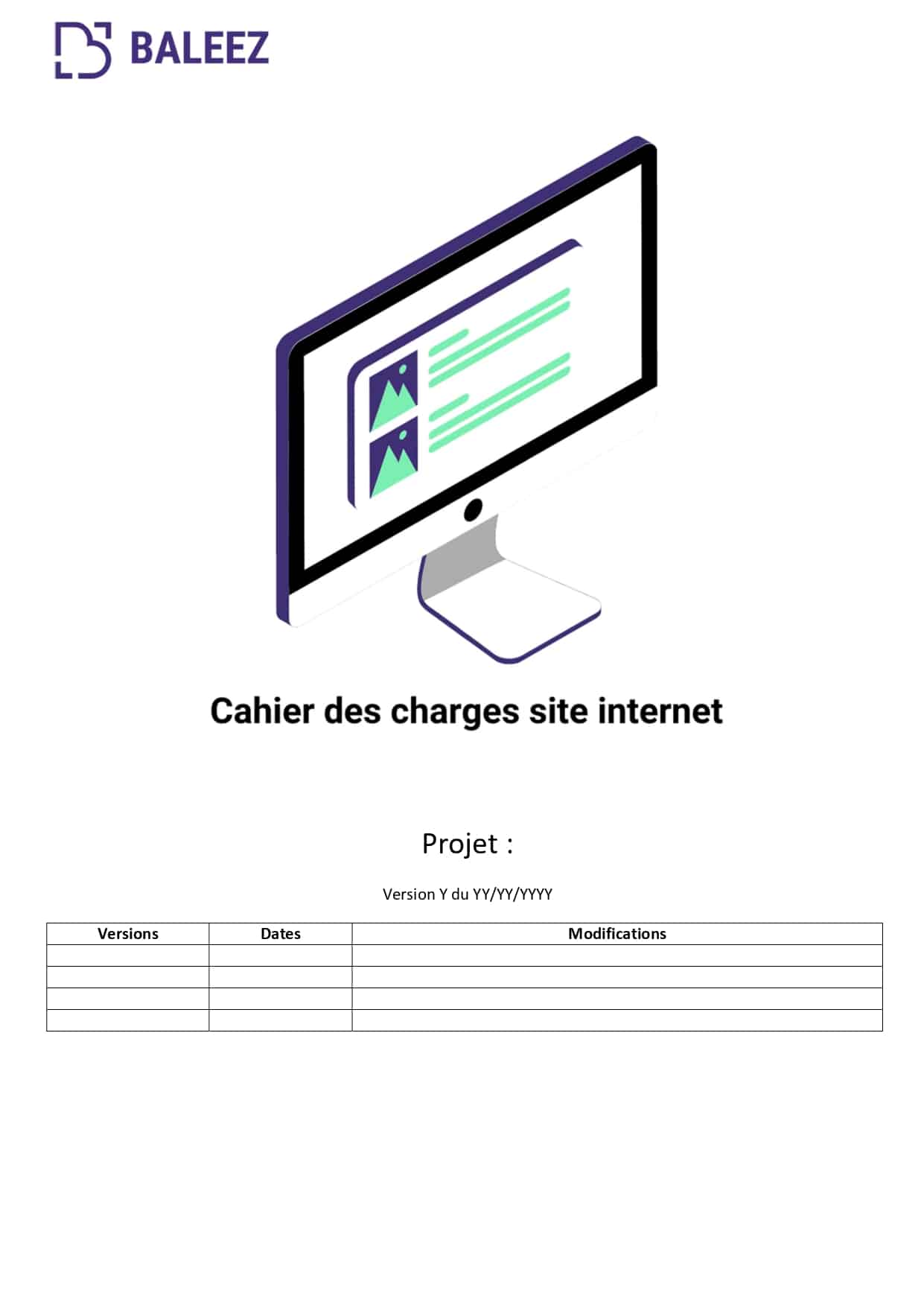 Le cahier des charges qui est réalisé chez Baleez pour préparer la conception d'un site internet.