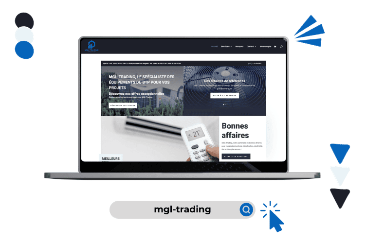 Design de site web réalisé pour mgl-trading (version ordinateur).