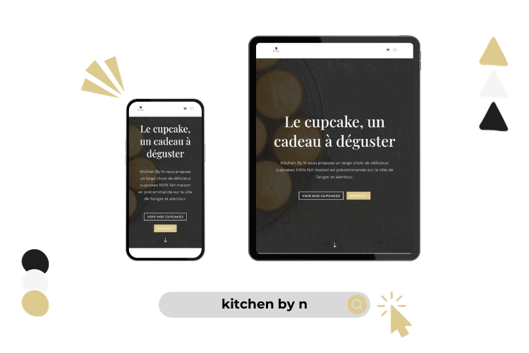 Design de site web réalisé pour kitchen by n (version tablette et téléphone).