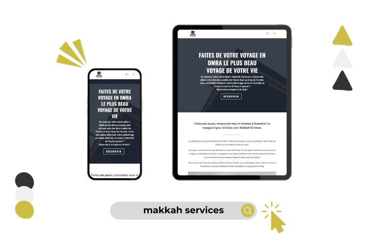 Design de site web réalisé pour makkah services (version tablette et téléphone).
