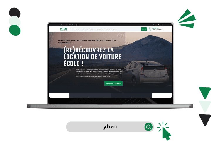 Design de site web réalisé pour yhzo (version ordinateur).