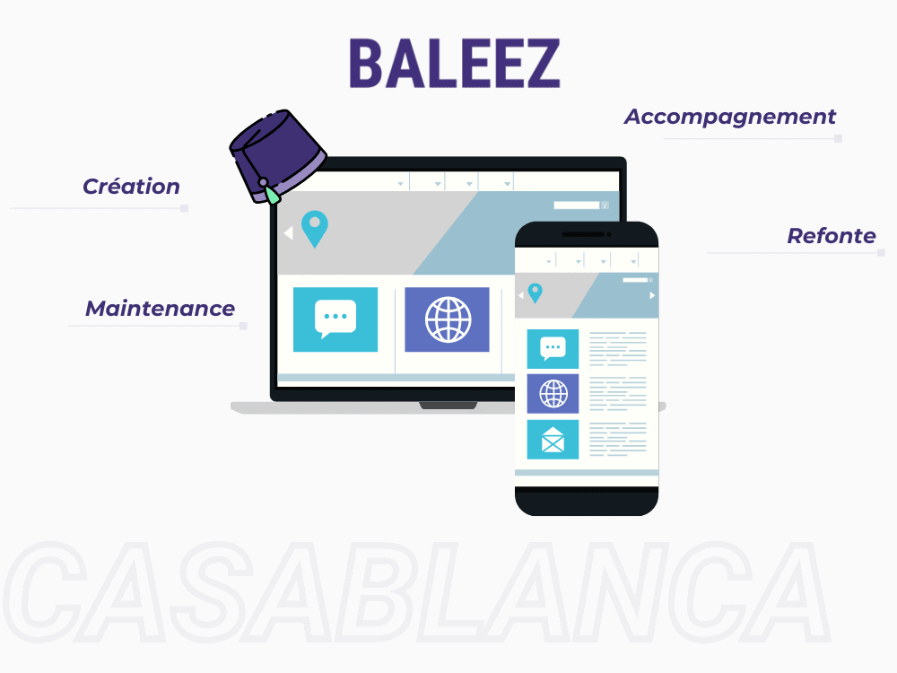 Aperçu des différents types de services proposés chez Baleez dans le cadre d'un besoin de développements web à Casablanca.