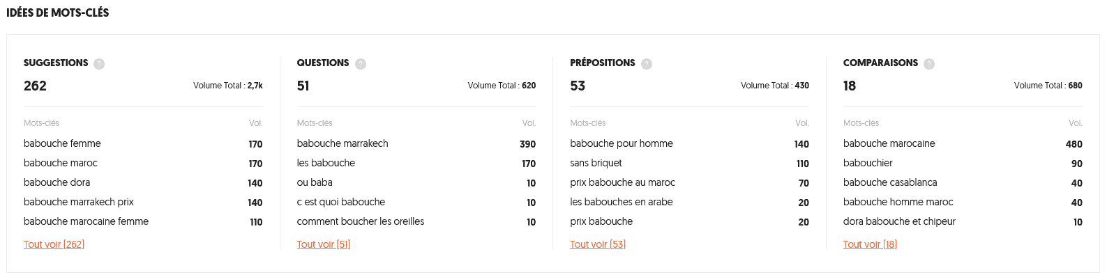 Suggestions liées au mot-clé principal "babouche".