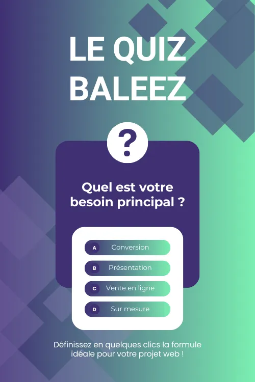 Quiz de segmentation proposé par Baleez afin de pouvoir définir sa formule digitale.