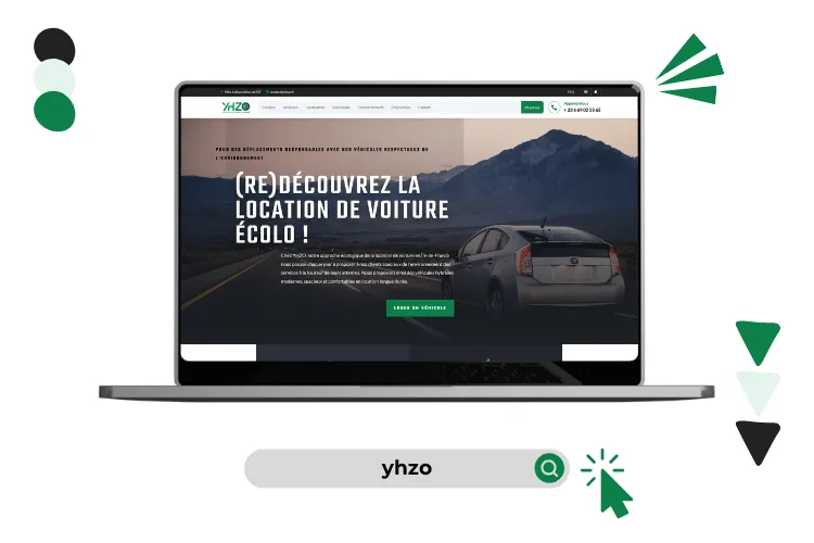 Design site yhzo réalisé par Baleez (version ordinateur).