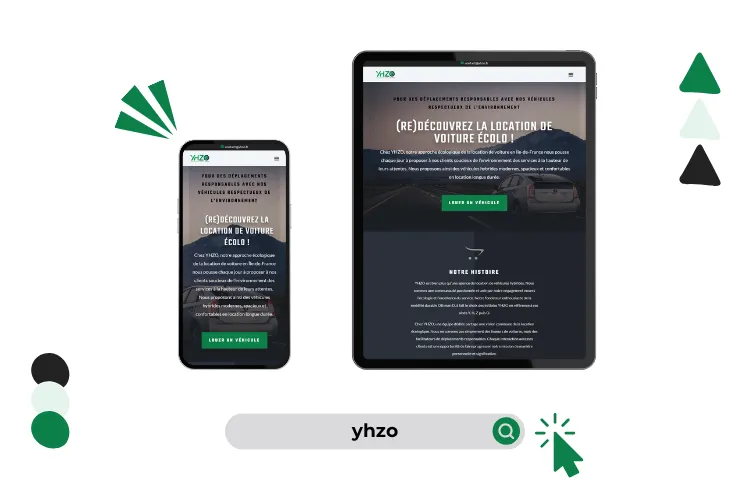 Design site yhzo réalisé par Baleez (version tablette - téléphone).