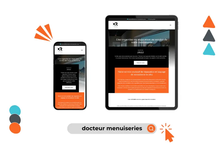 Design site docteur menuiseries réalisé par Baleez (version tablette - téléphone).