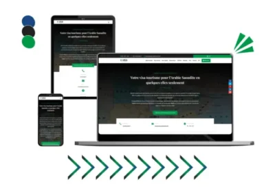 Design site e-visa saudi arabia réalisé par Baleez (version ordinateur - tablette - téléphone).