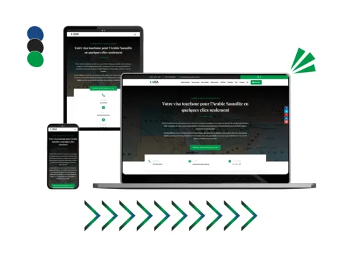 Design site e-visa saudi arabia réalisé par Baleez (version ordinateur - tablette - téléphone).