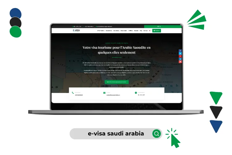 Design site e-visa saudi arabia réalisé par Baleez (version ordinateur).