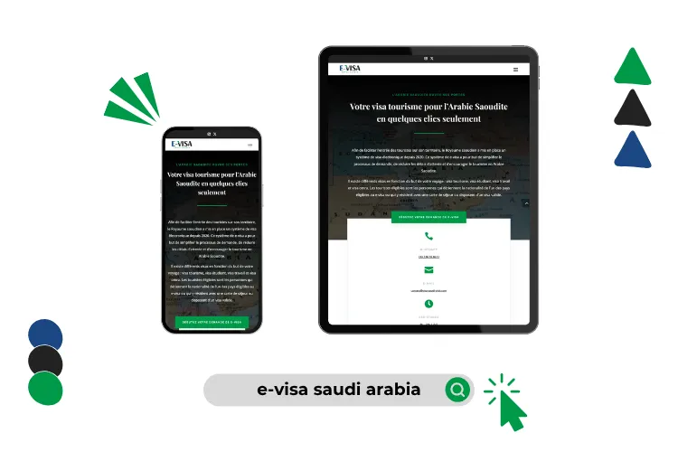 Design site e-visa saudi arabia réalisé par Baleez (version tablette - téléphone).