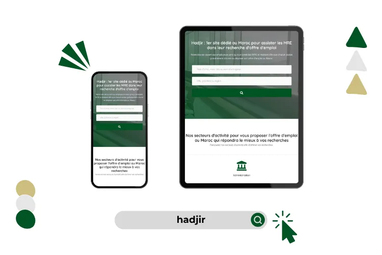 Design site hadjir réalisé par Baleez (version tablette - téléphone).