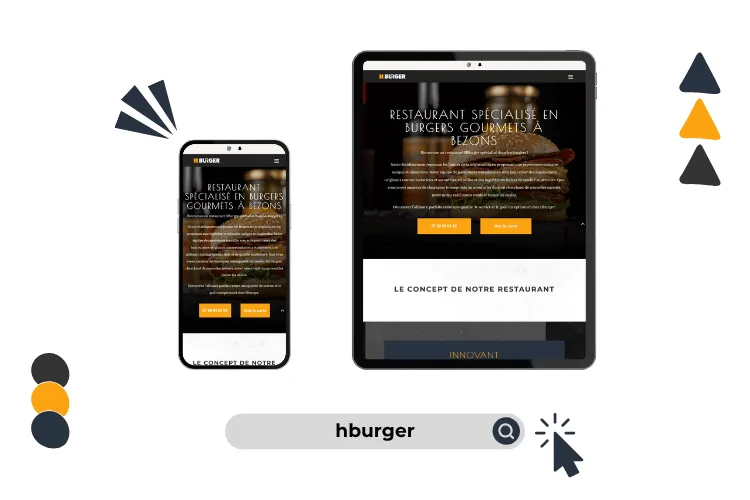 Design site hburger réalisé par Baleez (version tablette - téléphone).