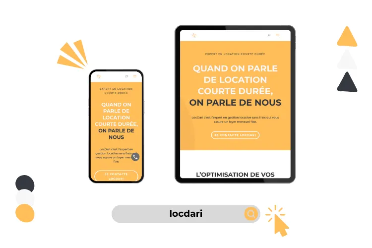 Design site locdari réalisé par Baleez (version tablette - téléphone).