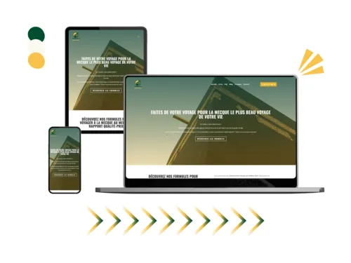 Design site makkah services réalisé par Baleez (version ordinateur - tablette - téléphone).