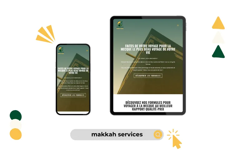Design site makkah services réalisé par Baleez (version tablette - téléphone).