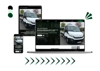 Design site mex auto services réalisé par Baleez (version ordinateur - tablette - téléphone).