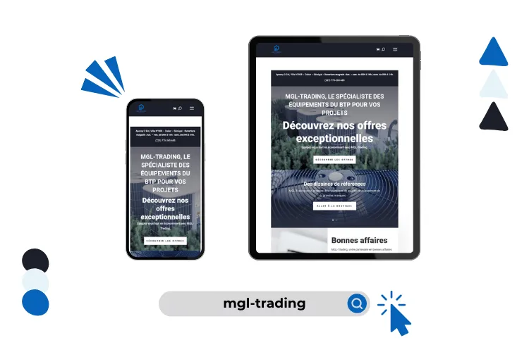 Design site mgl trading réalisé par Baleez (version tablette - téléphone).