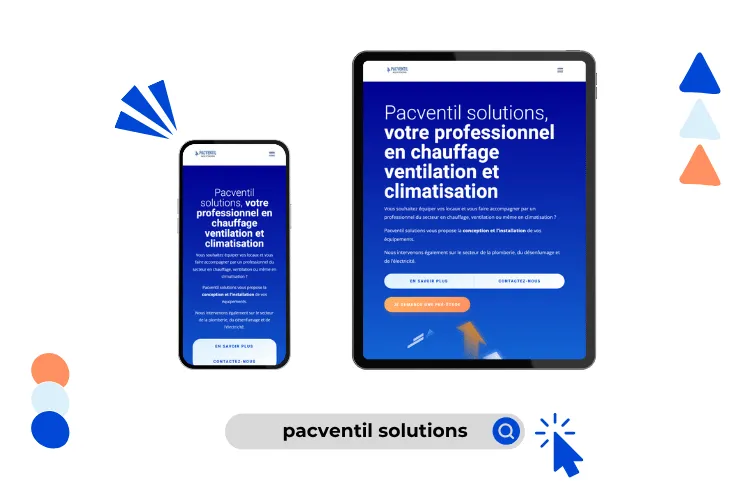 Design site pacventil solutions réalisé par Baleez (version tablette - téléphone).