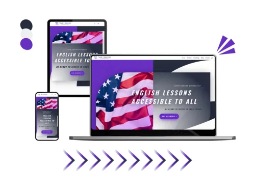 Design site take2english réalisé par Baleez (version ordinateur - tablette - téléphone).