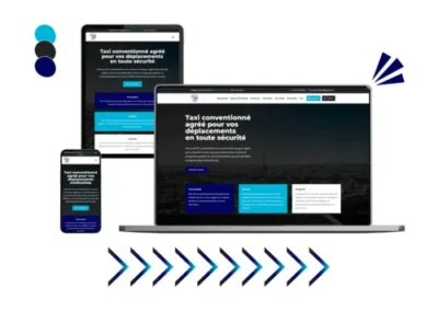 Design site taxi conventionné réalisé par Baleez (version ordinateur - tablette - téléphone).