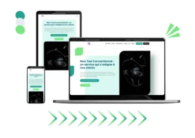 Design site taxi conventionné réalisé par Baleez (version ordinateur - tablette - téléphone).