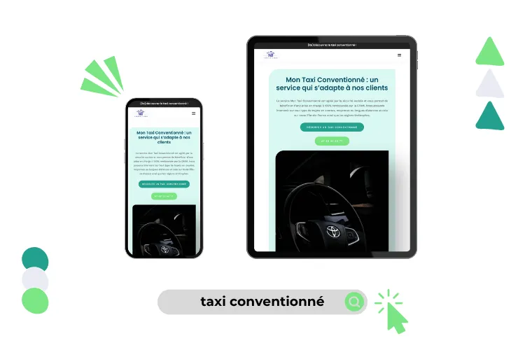 Design site taxi conventionné tablette - téléphone Design site taxi conventionné réalisé par Baleez (version tablette - téléphone).
