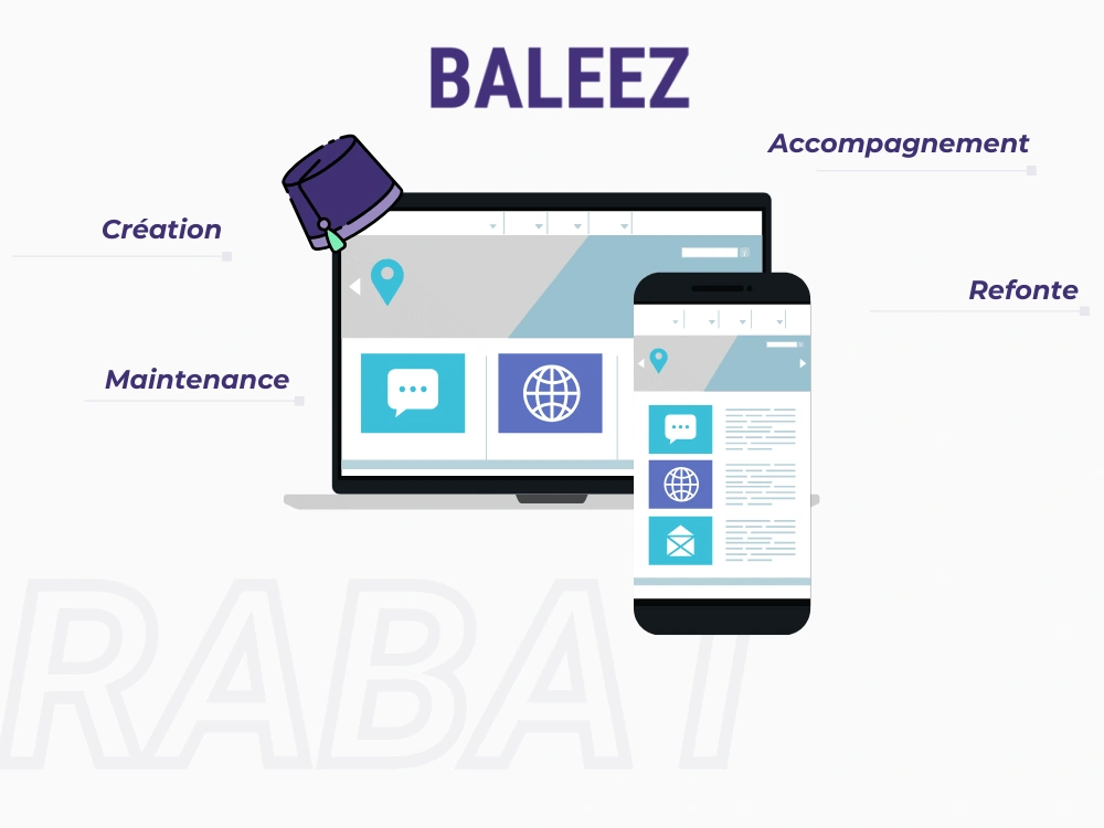 Détails des services de développements web proposés par l'entreprise Baleez à Rabat : création, maintenance, refonte, accompagnement.