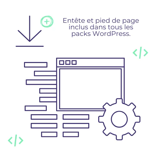 Entête et pied de page compris chez Baleez (au sein de tous les packs WordPress).