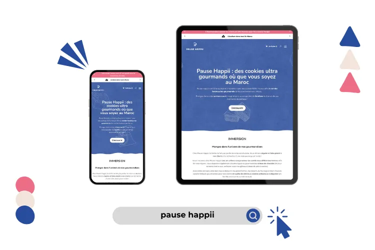 Design site pause happii réalisé par Baleez (version tablette - téléphone).